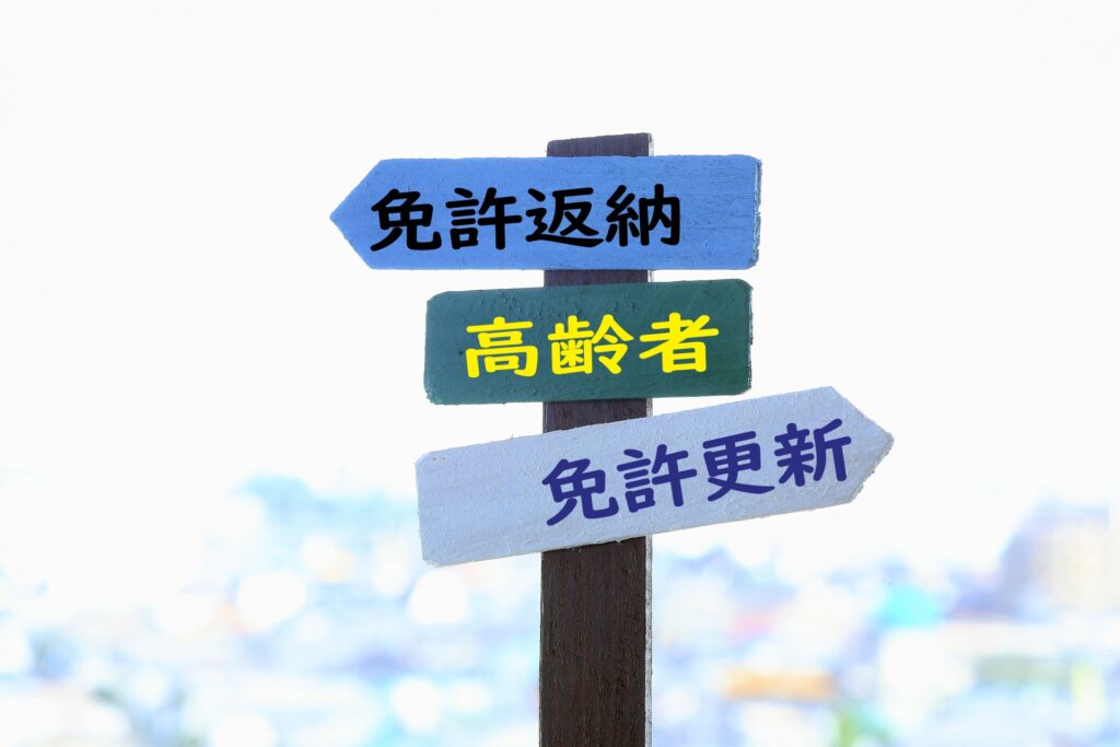 運転免許を返納するか更新するか選択する図