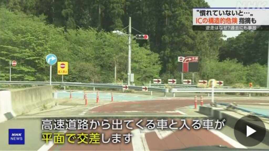 東北自動車道で逆走が発生したとされる箇所の図